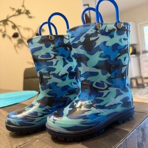 Blue Camouflage Kids Rain Boots